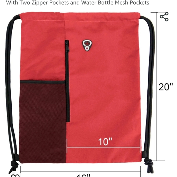 Drawstring Backpack Sports Gym Bag, NEW - Picture 2 of 9